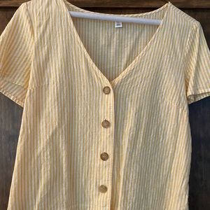 BP yellow and white stripe shirt